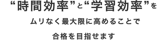 “時間効率”と“学習効率”を ムリなく最大限に高めることで 合格を目指せます 