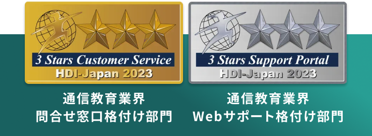 通信教育業界 問合せ窓口格付け部門 通信教育業界 Webサポート格付け部門
